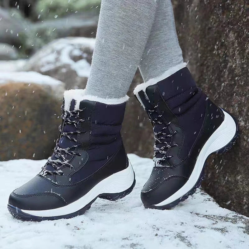 Women Boots Waterproof Winter 2024 Platform Ankle Boots. Keep Warm Snow Shoes Plush Outdoor Short Boots.