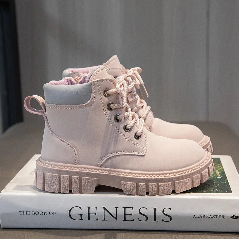 Fashion Boy Girl Short Boots, Non-Slip Boots Children Side Zipper Design.