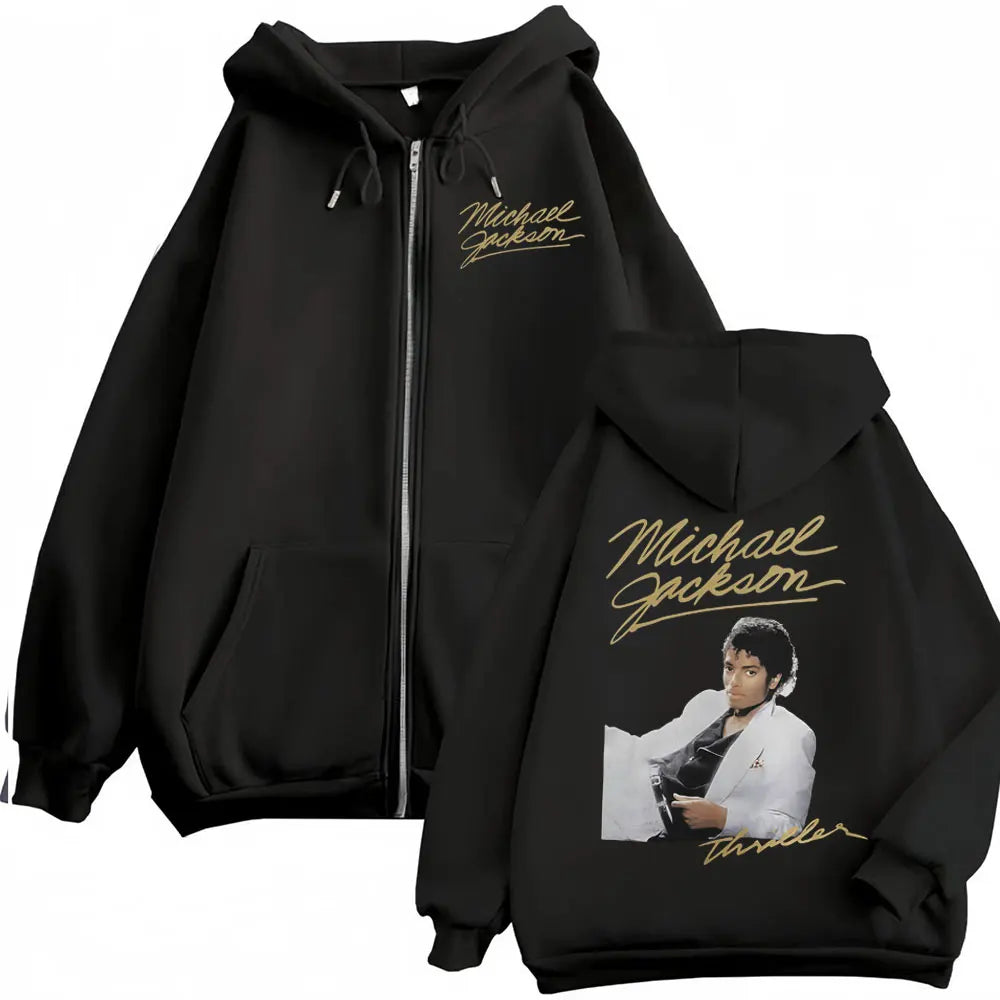 Michael Jackson King of Pop Bad Era, Tour Zip Up Hoodie Men, Women Classic Hip Hop Jacket Sweatshirts.