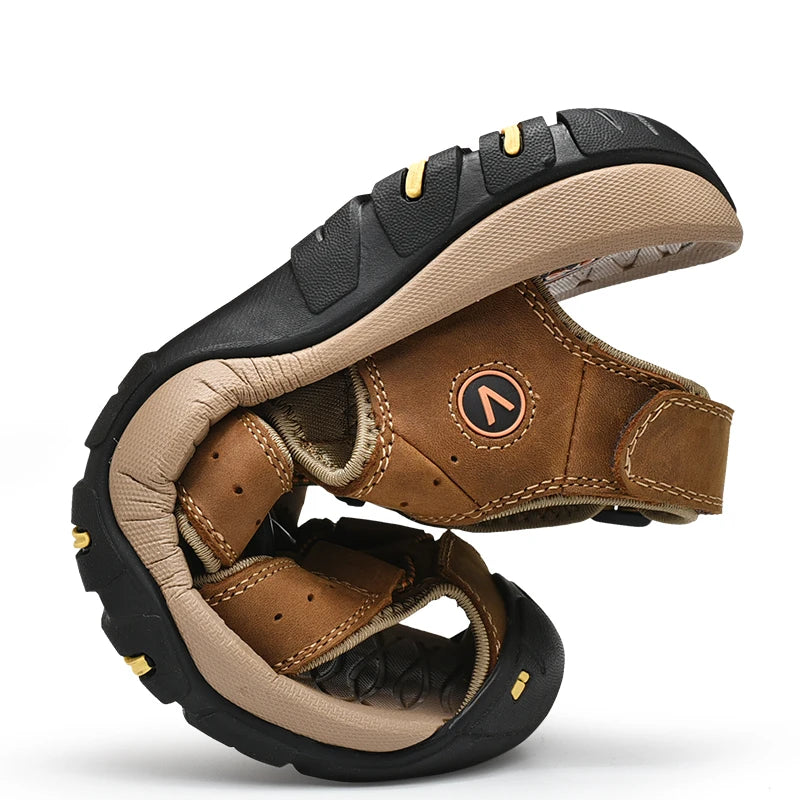 Summer Men Sandals Genuine Leather Casual Shoes Outdoor Beach Shoes Plus Size 38-48.