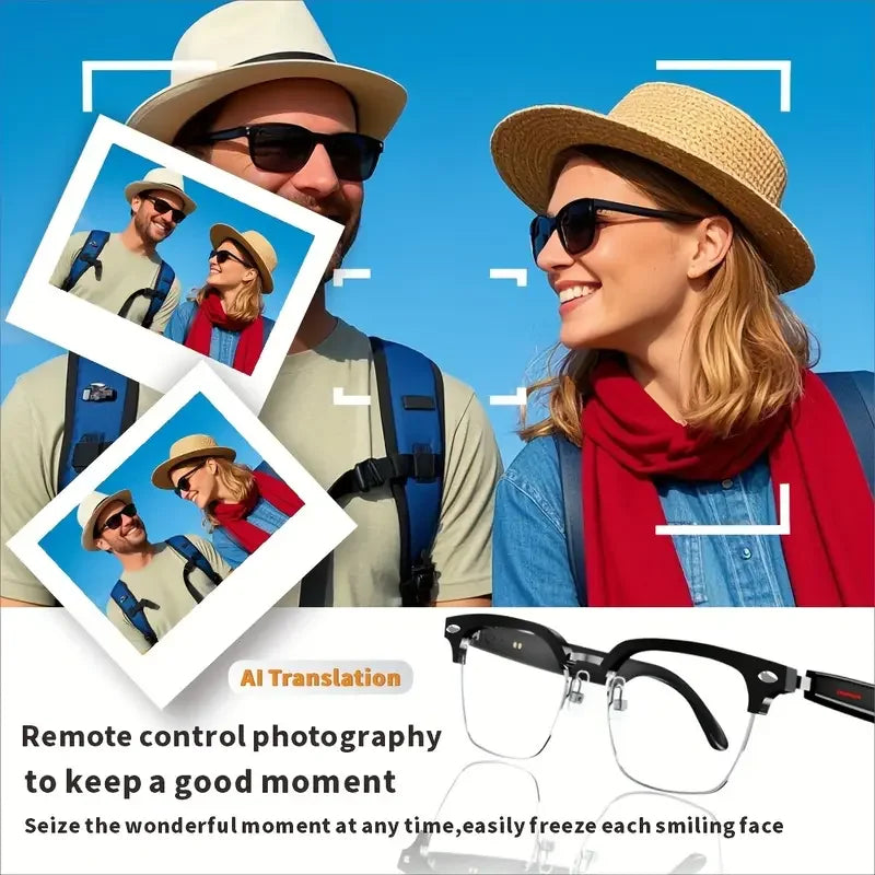 Smart Glasses AI Intelligent, Real-time Translation Sunglasses, Outdoor Sport, Earphone Calling Music Glasses.