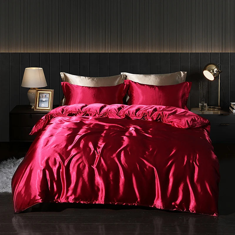 Luxury Satin  Bedding  With Fitted Sheet, Duvet Cover ,High End Bedding Sets