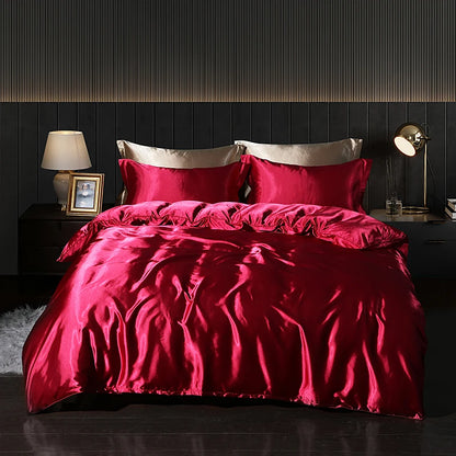 Luxury Satin  Bedding  With Fitted Sheet, Duvet Cover ,High End Bedding Sets