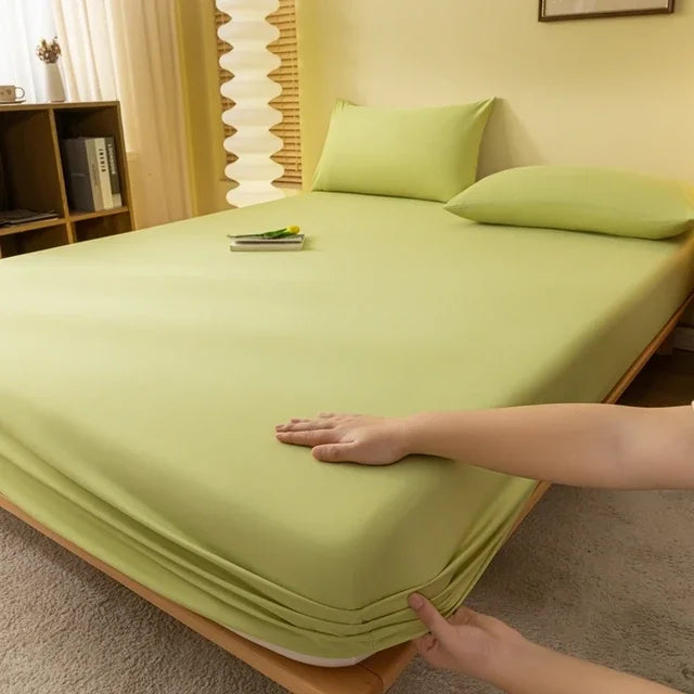 Luxury Double 100% Cotton Bed Sheet  Fitted  Elastic Mattress Cover