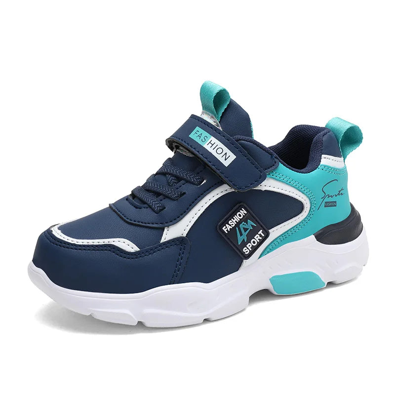 Autumn and Winter Children's Shoes, Boys' Sneakers, Leather Surface, Non-Slip, Versatile Sports Shoes.