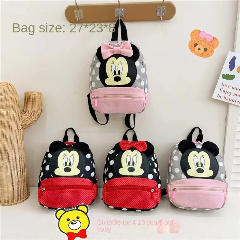 Disney Cartoon Backpack For Baby Boys Girls, Minnie Mickey Mouse Children Schoolbag.
