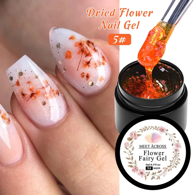 5ml Pink Dried Flower Nail Gel Polish, Semi Permanent Natural Flower Fairy Nail Art, Gel Soak Off, UV Painting Varnishes For Nails.