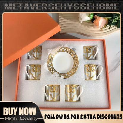 Gift Box Set 12Pcs Ceramic Espresso Coffee Cup Striped Dot