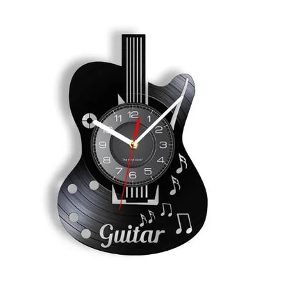 Vinyl Record LED Wall Clock , Music Theme Guitar Clock