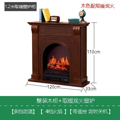 Natural Wood Living Room Fireplace Rustic  Decoration