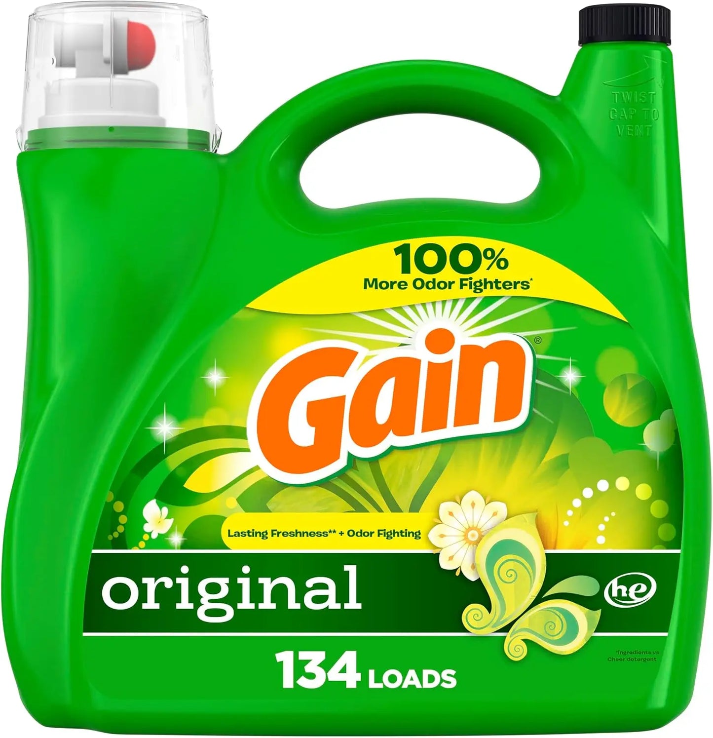 Original Scent Liquid Laundry Detergent, 194 fl oz for 134 Loads, Freshness & Odor Fighting, HE Compatible.