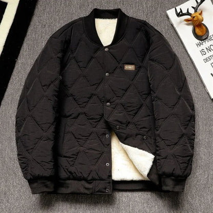 Winter Baseball Coat for Men, Solid Color Bomber