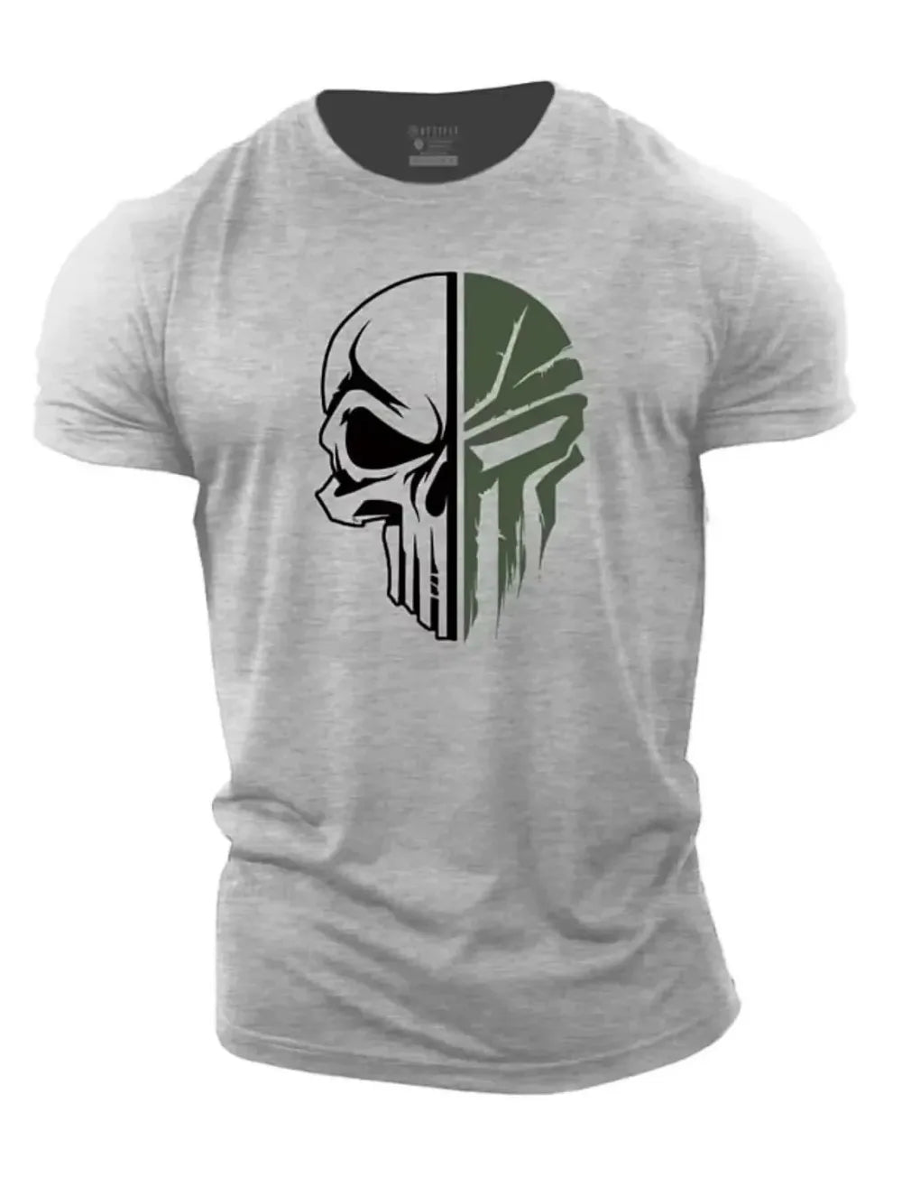 New hot selling men's digital skull print round neck T-shirt.