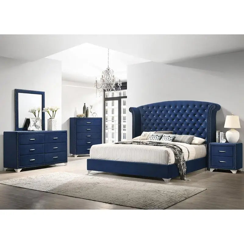 Pacific Blue 5-Piece Eastern King Bedroom Set - Stylish Design for Modern Comfort, Includes Bed, Nightstands, Dresser.