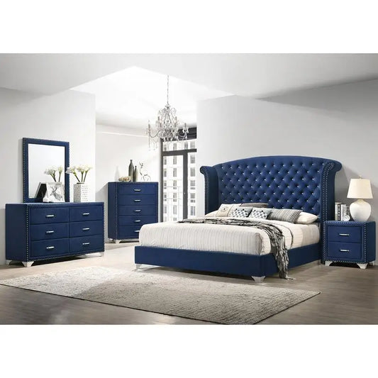 Pacific Blue 5-Piece Eastern King Bedroom Set - Stylish Design for Modern Comfort, Includes Bed, Nightstands, Dresser.