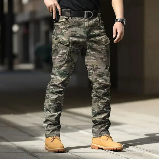 Pantalones Cargo Impermeables para Hombre, Elásticos con Múltiples Bolsillos, Militares.