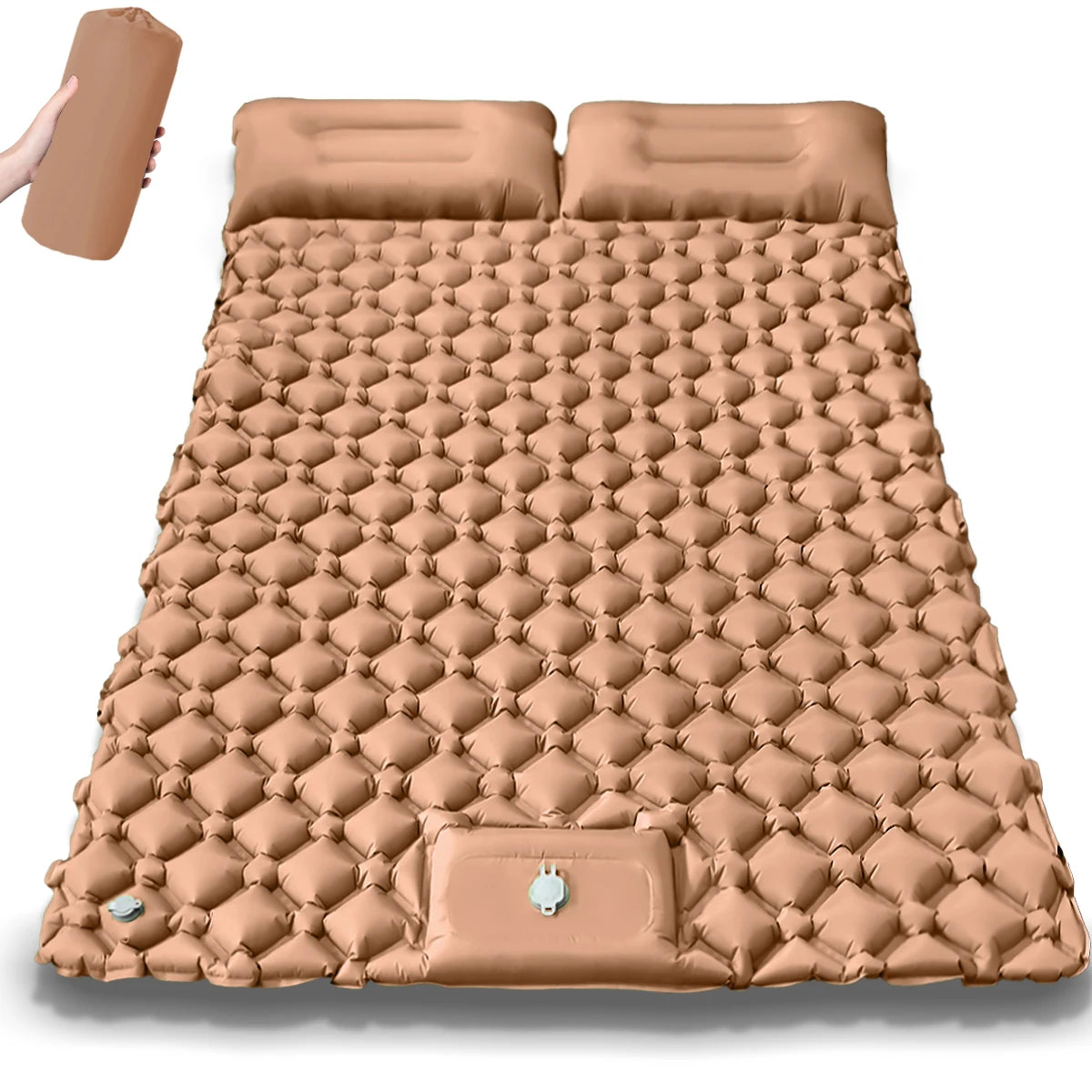 Double Air Mattress Camping Blow Up Bed w/Built-in Pump, Waterproof Portable Thickened for Outdoor Travel.