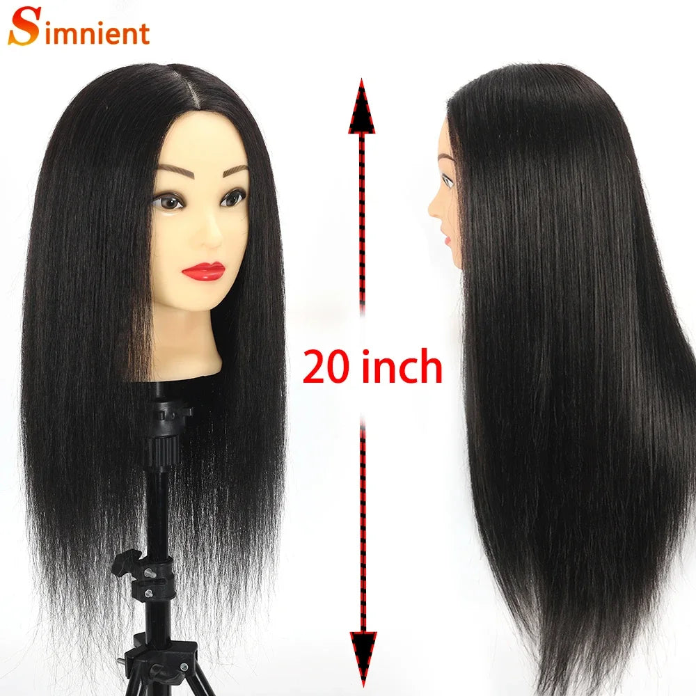 100% Real Human Hair Doll Head For Hairstyle Professional Training.