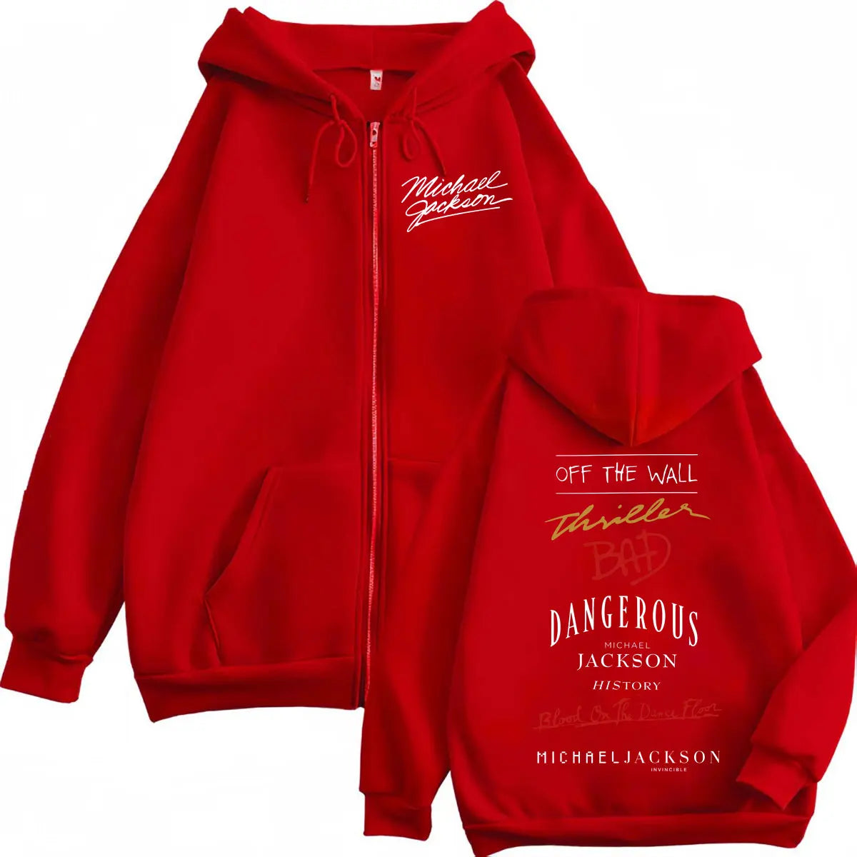 90's Rock Singer Michael Jackson Album Print, Zipper Hoodie High Quality Fashion Zip Up Pullovers, Men, Women Oversized Sweatshirts.