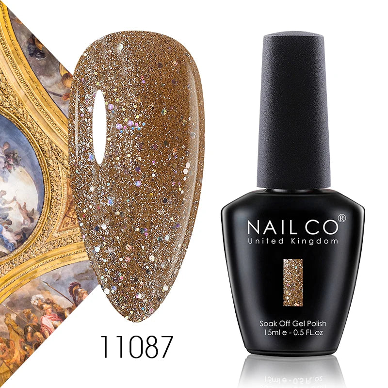 NAILCO 15ml Color Gel Nail Polish Soak Off, Hybrid Varnishes Manicure, UV&LED Nail Gel Semi Permanent Lacquer Base Top Coat.