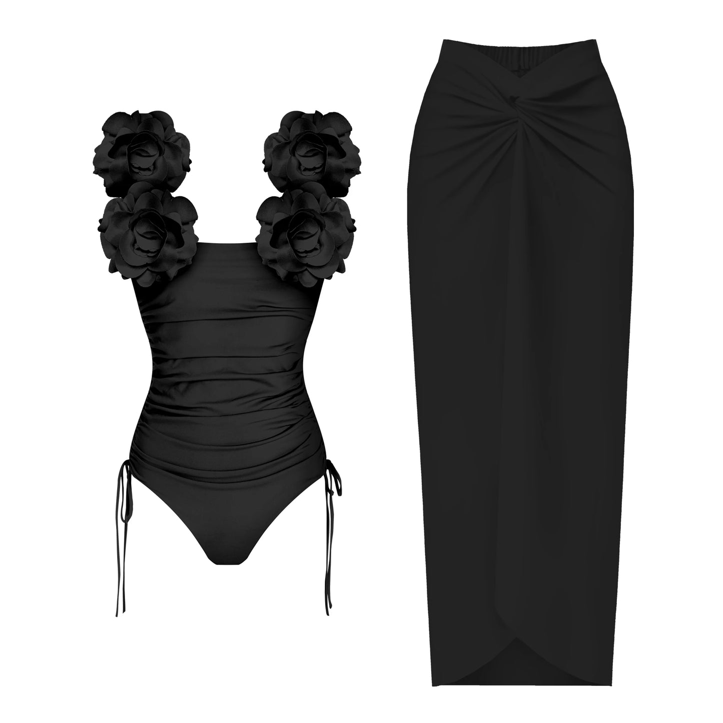 3D Flower Bikini Set  Low Waist Swimwear , Women Solid , Sexy Beach Wear Female.