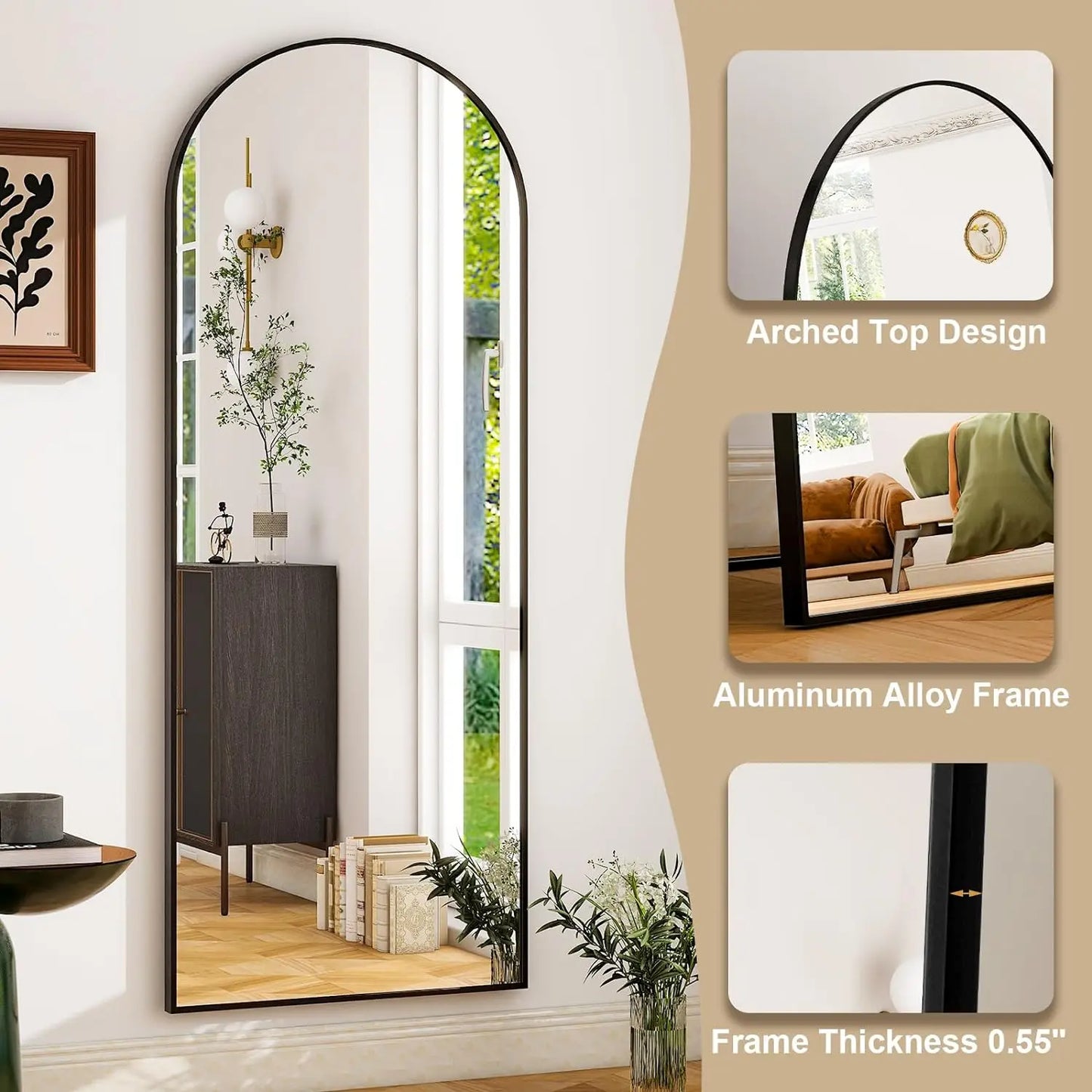 26" x 71" Full Length Mirror - Aluminum Alloy Frame Full Body Extra Large Floor Mirror.