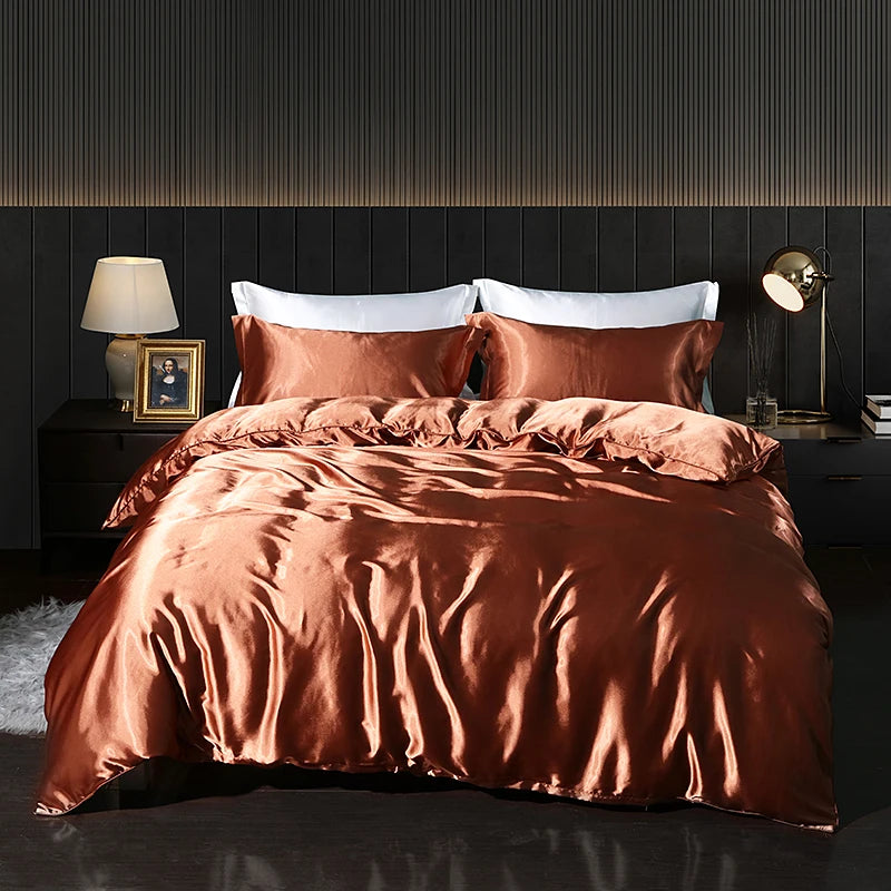 Luxury Satin  Bedding  With Fitted Sheet, Duvet Cover ,High End Bedding Sets