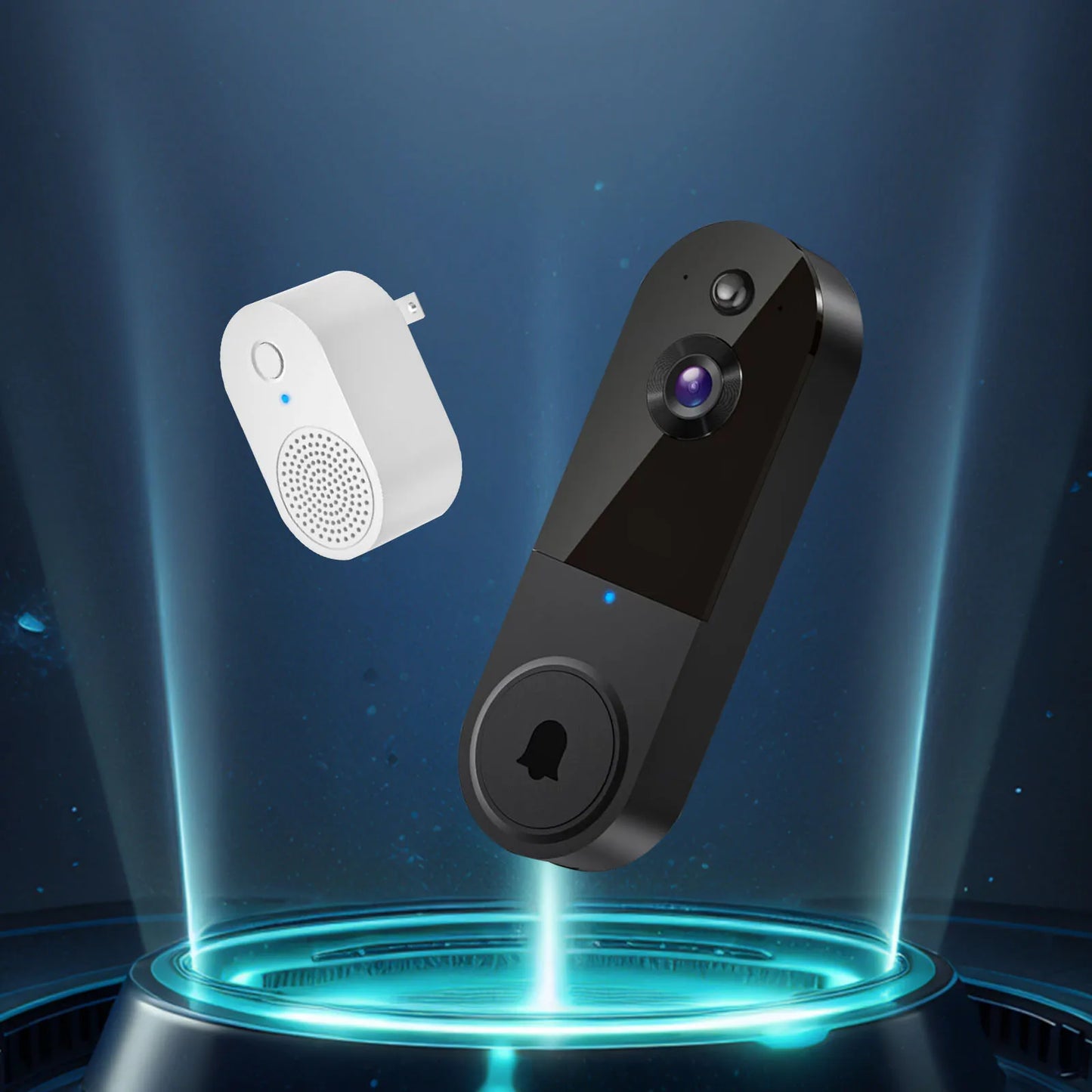 Wireless Video Doorbell with Mic & Speaker, Night View Camera Rechargeable Electronic Doorbell  for Home Safety Protection.