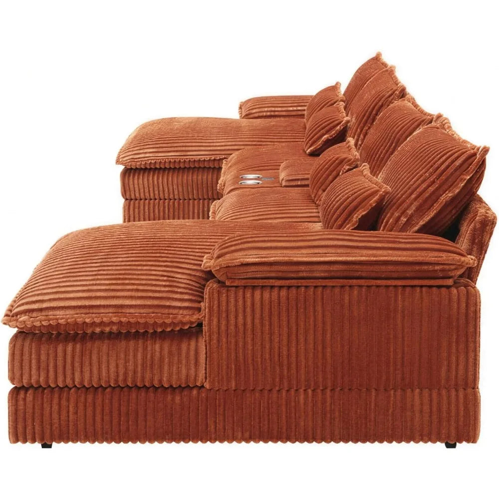 Modern Large Chenille Fabric U-Shape Sectional Sofa with Plush Comfort and Versatile Design for Living Room Seating