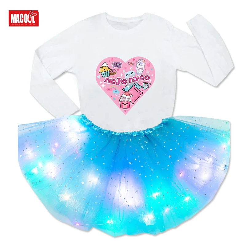 Kawaii Heart Outfit Girls Shirt Tutu Set, Child Outfits.