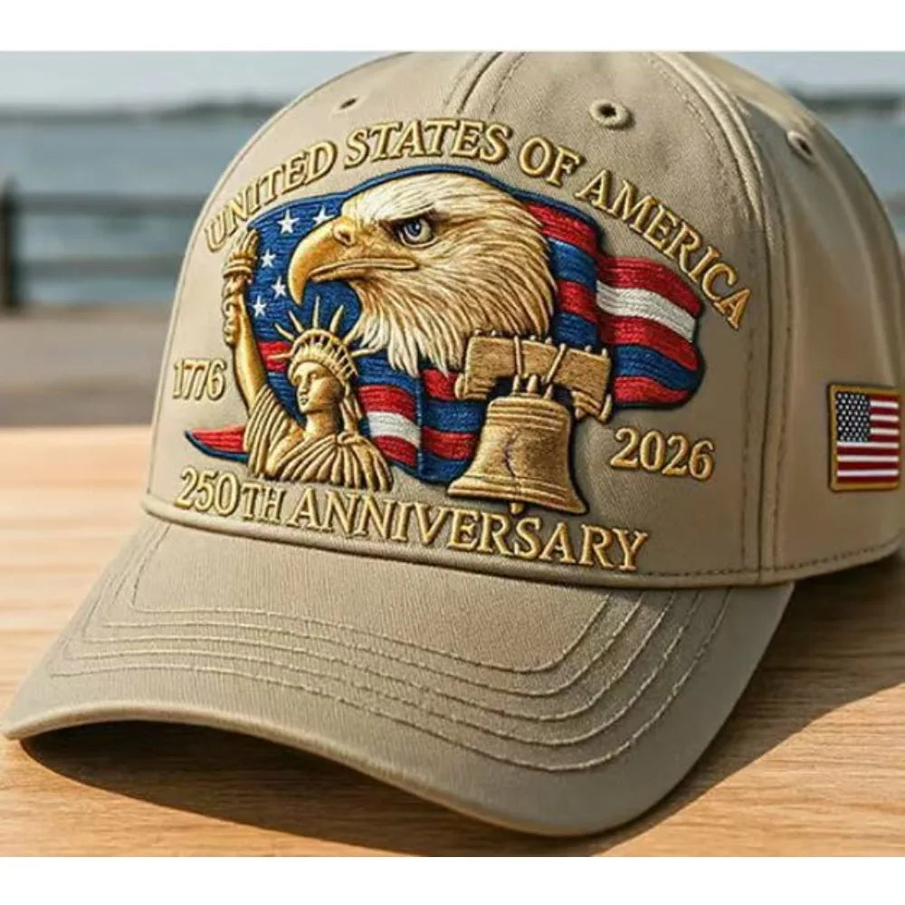 USA 250th Anniversary Eagle Print Hat, Adjustable Washed Cotton Hat, Trucker Hats, Outdoor Visor Baseball Cap.