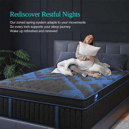 12"Gel Memory Foam Hybrid Pocket Spring Mattress Twin, Full, Queen, King Bed Mattress In A Box.