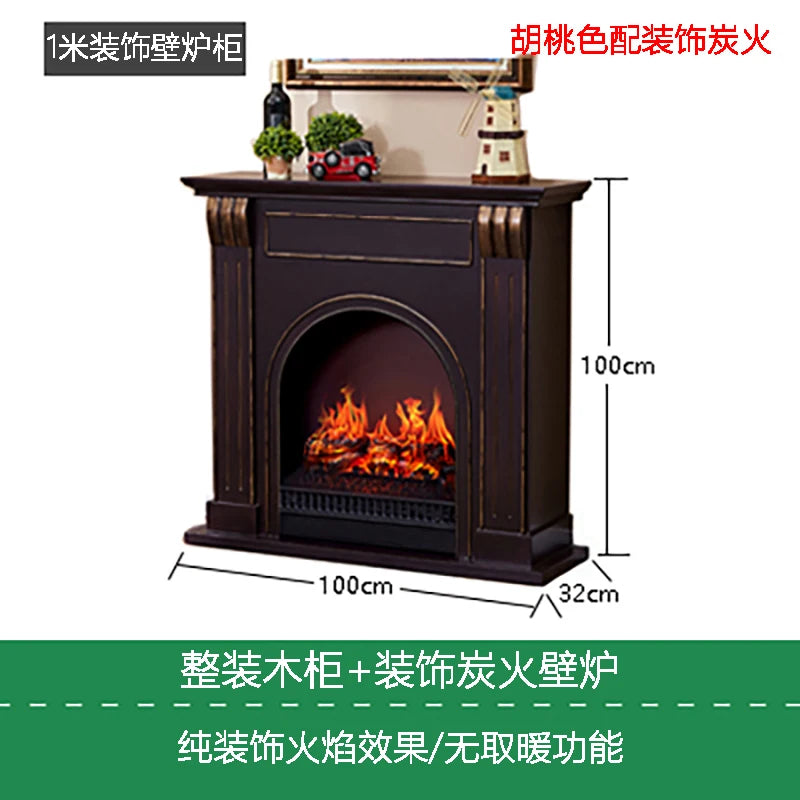 Natural Wood Living Room Fireplace Rustic  Decoration