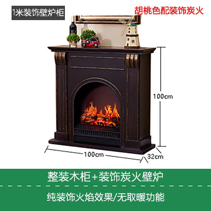 Natural Wood Living Room Fireplace Rustic  Decoration