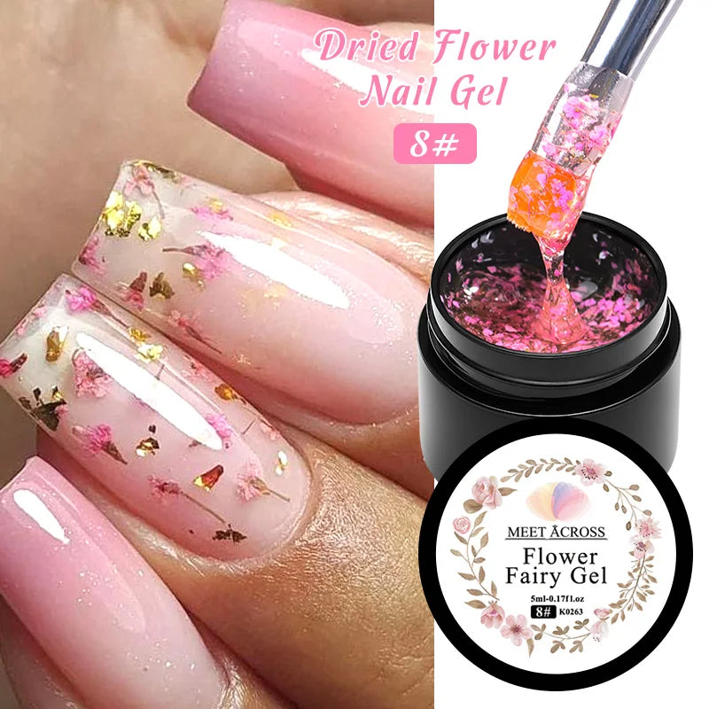 5ml Pink Dried Flower Nail Gel Polish, Semi Permanent Natural Flower Fairy Nail Art, Gel Soak Off, UV Painting Varnishes For Nails.