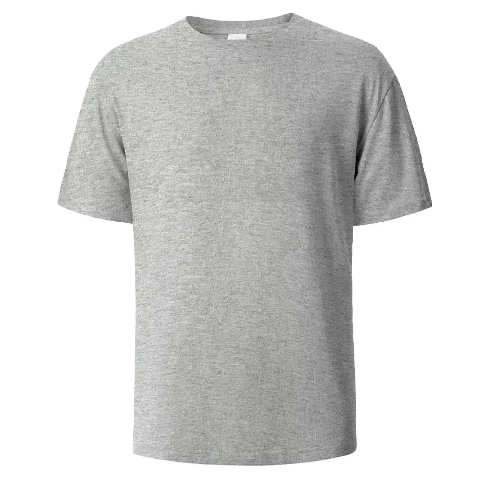 500/300g Heavy-duty White Pure Cotton T-shirt, Thickened Threaded Round Neck Short Sleeves.