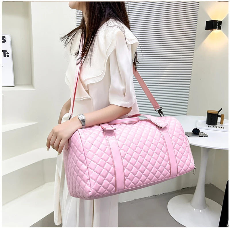 Duffle Tote Gym Fitness Bags for Women, PU Leather Handbag Travel, Luggage, Shoulder, Sports, Shoes, Crossbody Bags.