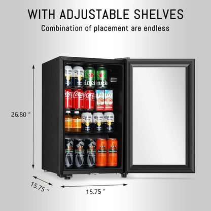 Freestanding Beverage Cooler For Office Double Glass Door