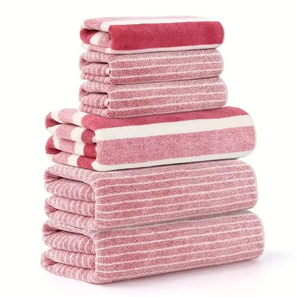 6-Piece Striped Towel Set - Soft Absorbent Bath Towels. Perfect for Daily Use & Gifts