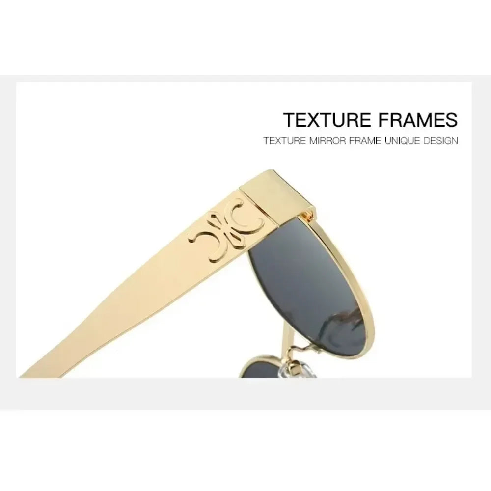 Luxury Metal Brand Sunglasses for Men and Women, Unisex Designer Fashion Sun Glasses Oval Stylish Eyewear Shades.