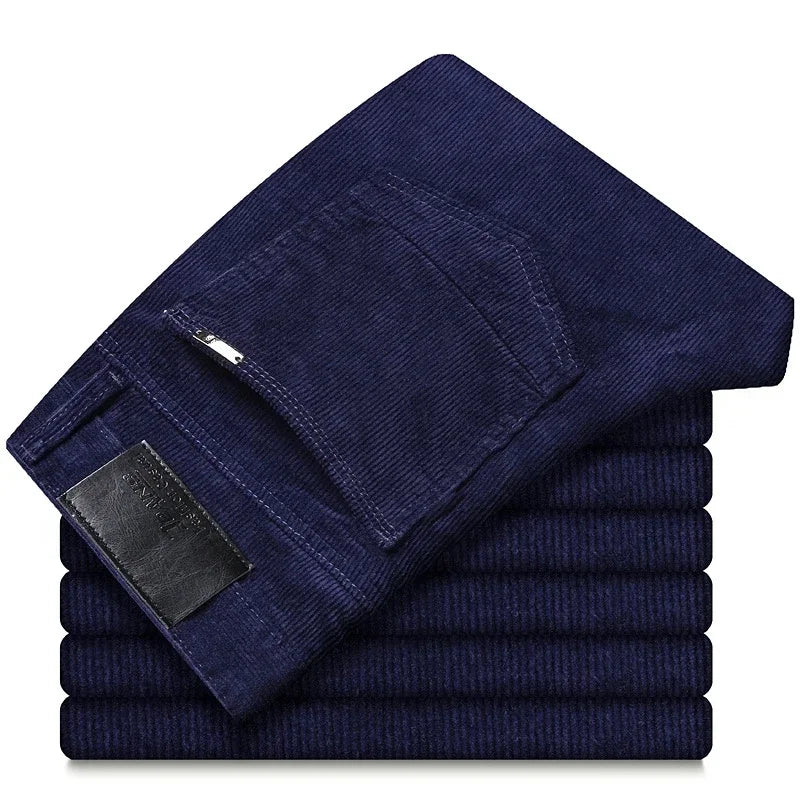 6 Color Men Corduroy Casual Pants, 2022 Autumn Winter New Style Business, Fashion Stretch Regular Fit Trousers Male Clothes.