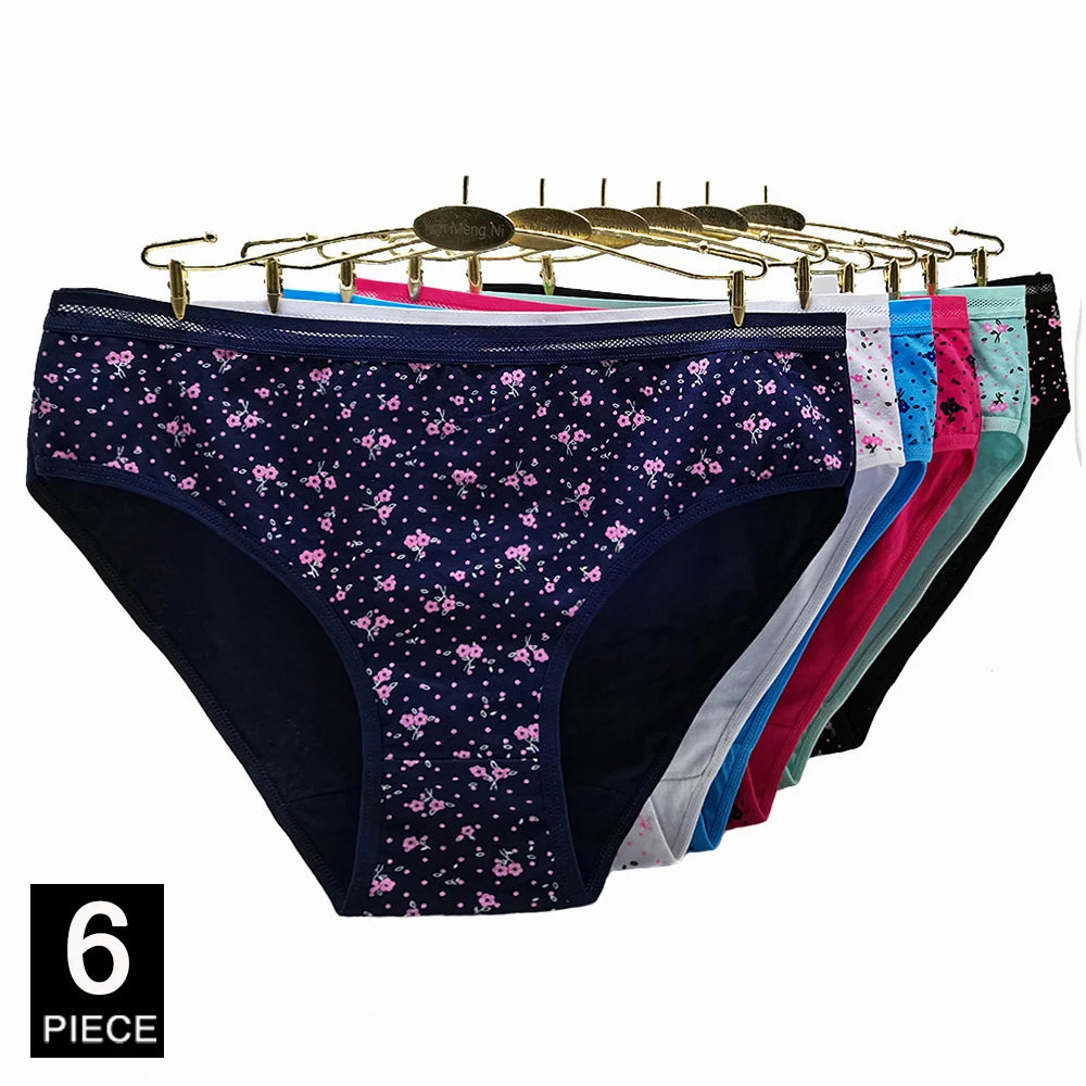 Cotton Panties Plus Size Underwear, Women Briefs, Woman Knickers, Lady Lingerie, Girl intimate High Waist Large Size 6 pcs/lot.