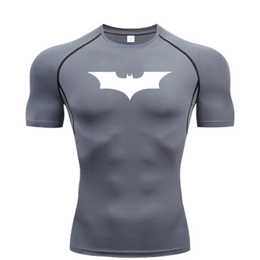 Bat man Printed Men's Tight T-Shirt Running Compression , T Shirt Gym Fitness , Short Sleeve Male Casual Shirt Tops