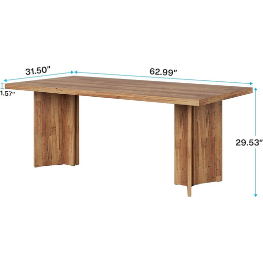 63-inch Dining Table for 4-6, with Large Tabletop, for Dining Room, Living Room.