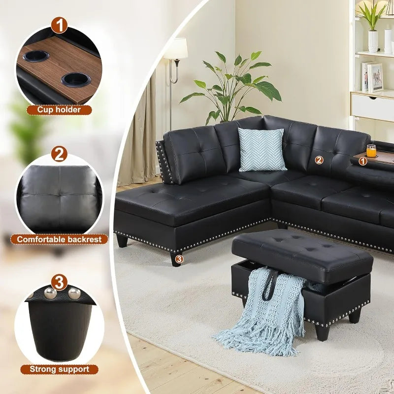 Sectional Couches for Living Room, L Shaped Couch 3-Piece Sectional Sofa Set for Living Room, and Small Apartment.