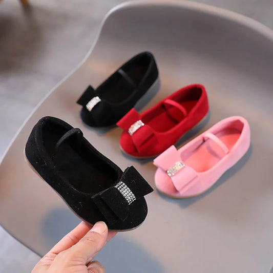 Little Girl Leather Shoes Simple Fashion Children Princess Shoes, Solid Color Flats Causal.