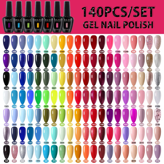 NAILCO 15ml Color Gel Nail Polish Soak Off, Hybrid Varnishes Manicure, UV&LED Nail Gel Semi Permanent Lacquer Base Top Coat.