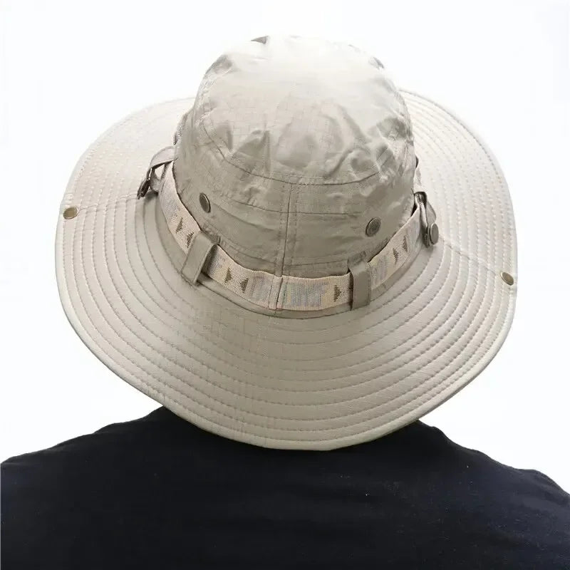 1Set bucket hat Summer Men UV Protection Hiking, Beach, Sunscreen Cap Hunting Fisherman Safari Hat.