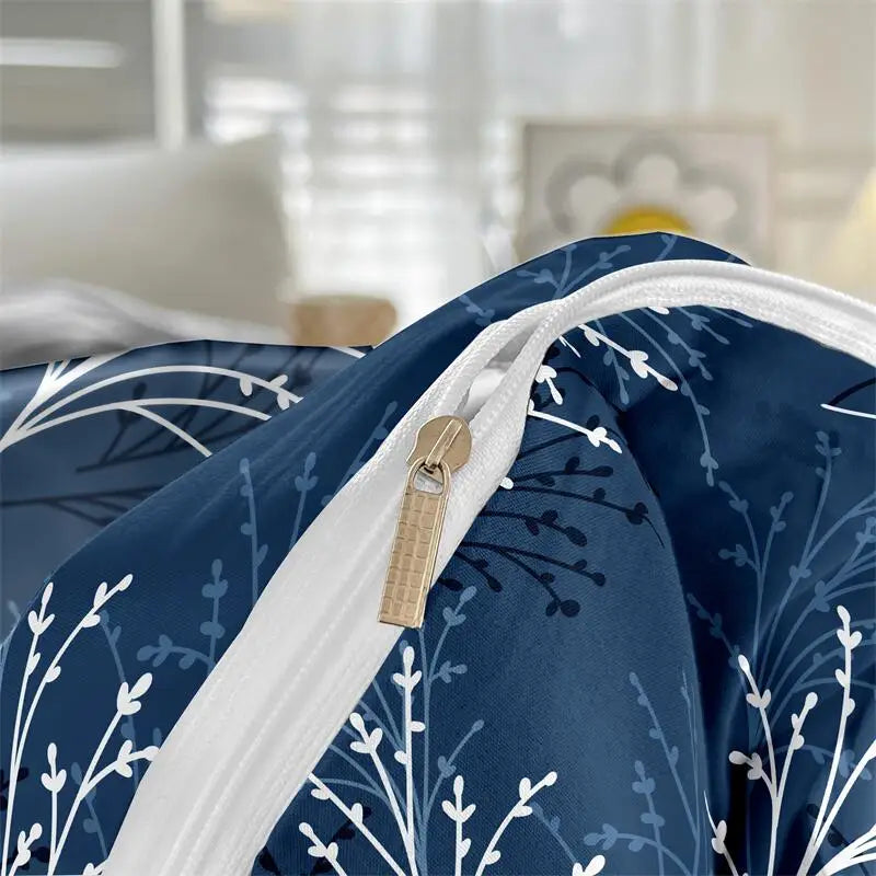 Queen Size Duvet Cover, with Flower Branch Design, High Quality Skin Friendly Quilt Cover.