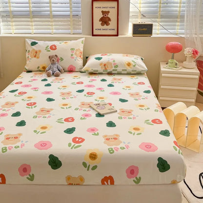 2025 New 100% Cotton Bed Sheet Flower Series Double , King Sheets For Girls, Boys, Single, Queen King Size